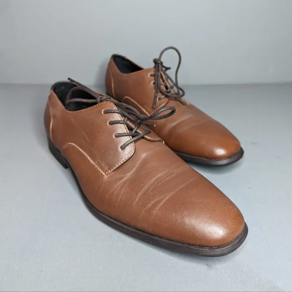 CALVIN KLEIN Brown Jack Leather Oxford Dress Shoe LZ000320_211_main main image 4